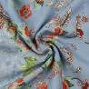 Tissus couture polyester bleu imprimé fleuri