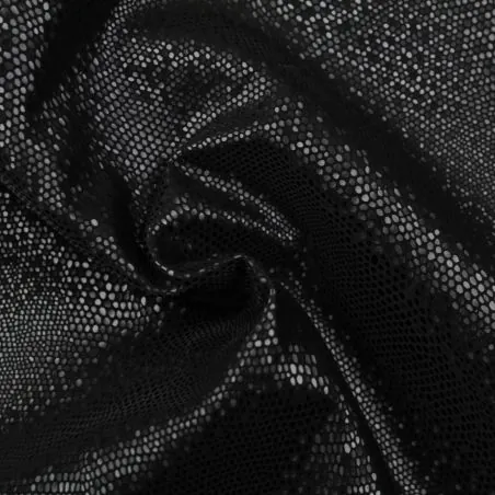 Tissus couture polyester noir imprimé peau de crocodile