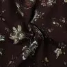 Tissus couture polyester marron imprimé fleuri