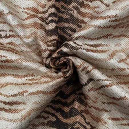Tissus couture polyester beige imprimé tigre
