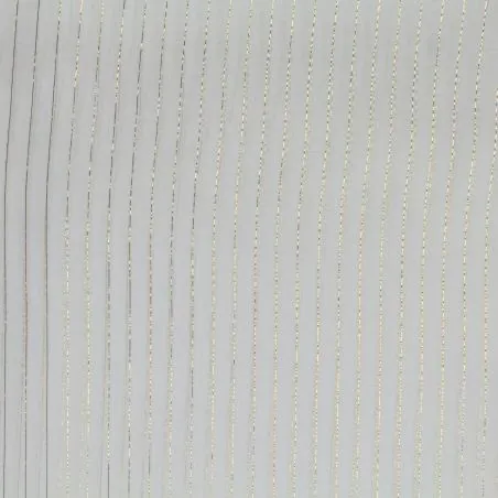 Tissu mousseline de soie blanc imprimé rayures liseré doré