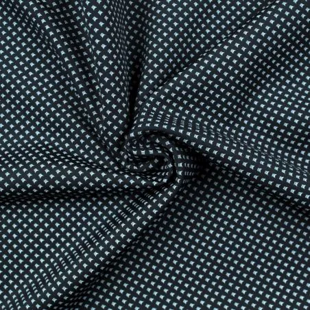 Tissus couture polyester bleu nuit imprimé géométrique