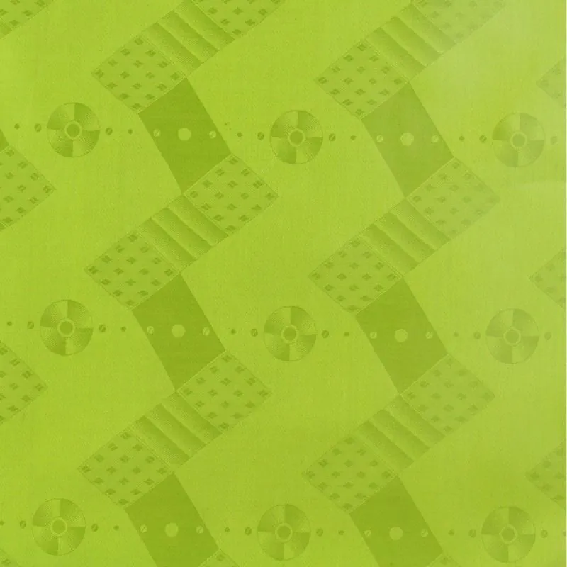 Bazin coton riche vert anis imprimé motifs géométriques