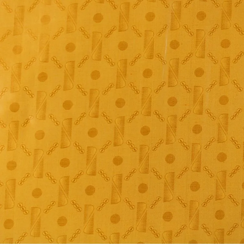 Bazin coton riche moutarde imprimé motifs géométriques